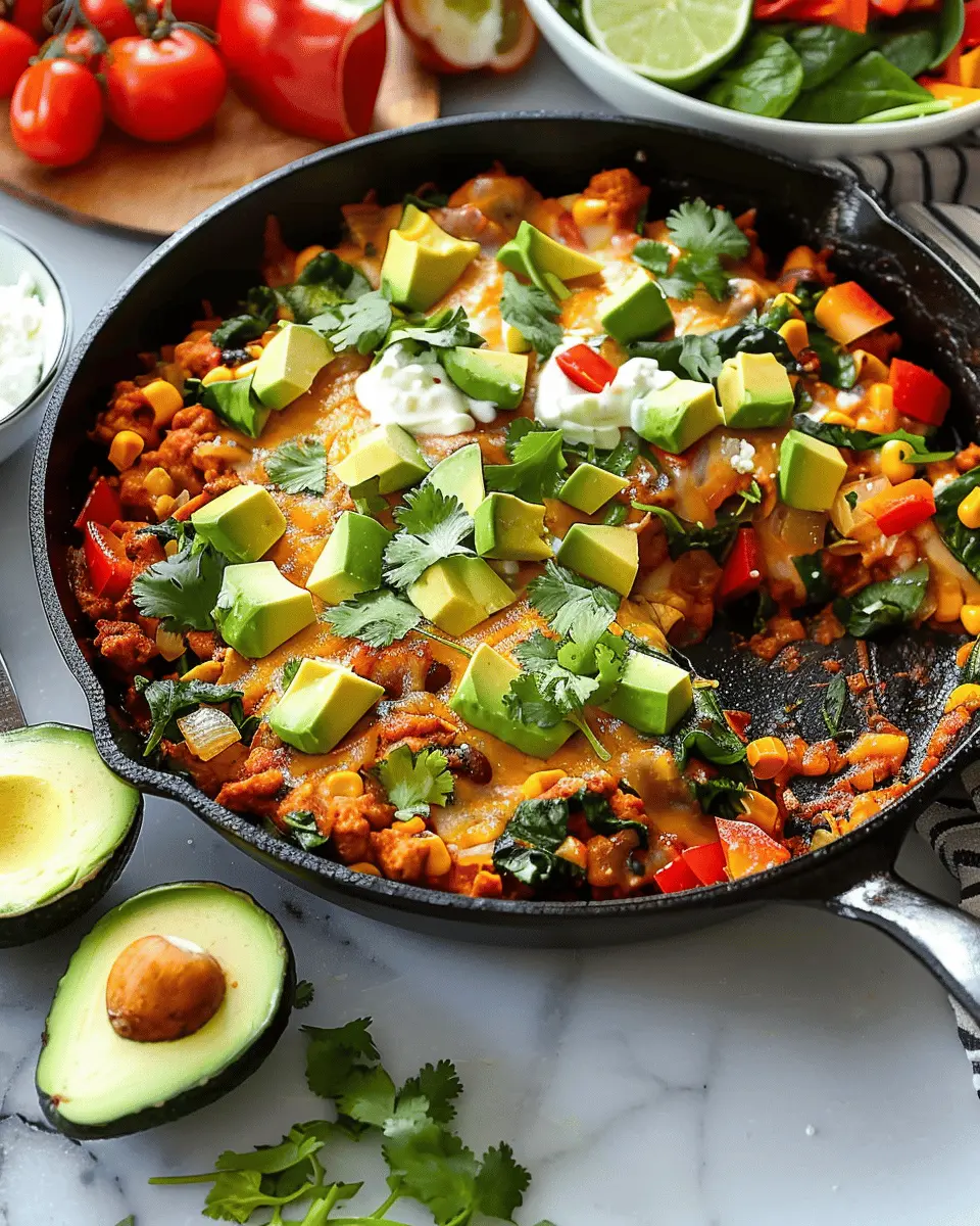 Enchilada Skillet with Spinach and Avocado: Easy Comfort Food