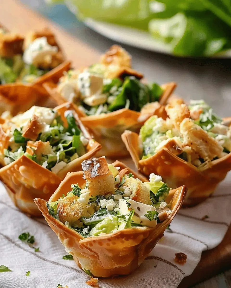 Caesar Salad Wonton Cups: A Fresh Take with Turkey Bacon and Chicken Ham
