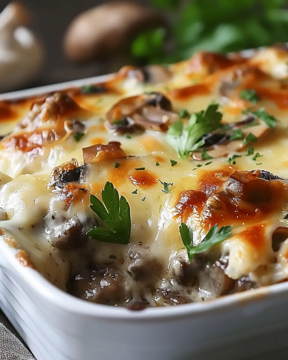 Mushroom and Swiss Burger Casserole: Easy Comfort Food Delight