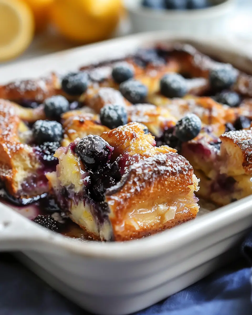 Pioneer Woman Blueberry Lemon French Toast Casserole Overnight Delight with Turkey Bacon