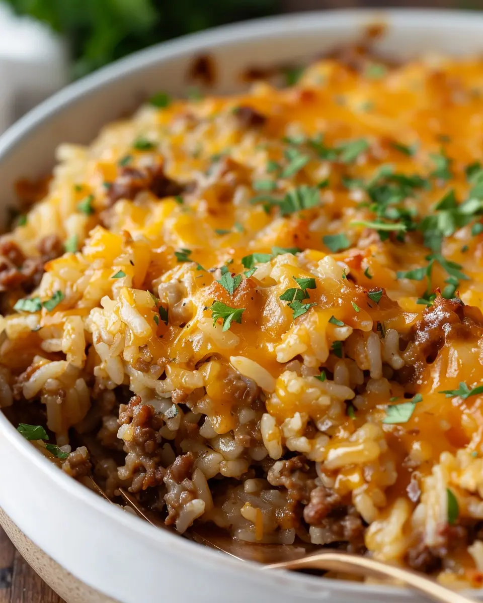Cheesy Ground Beef and Rice Casserole Made Easy for Cozy Nights