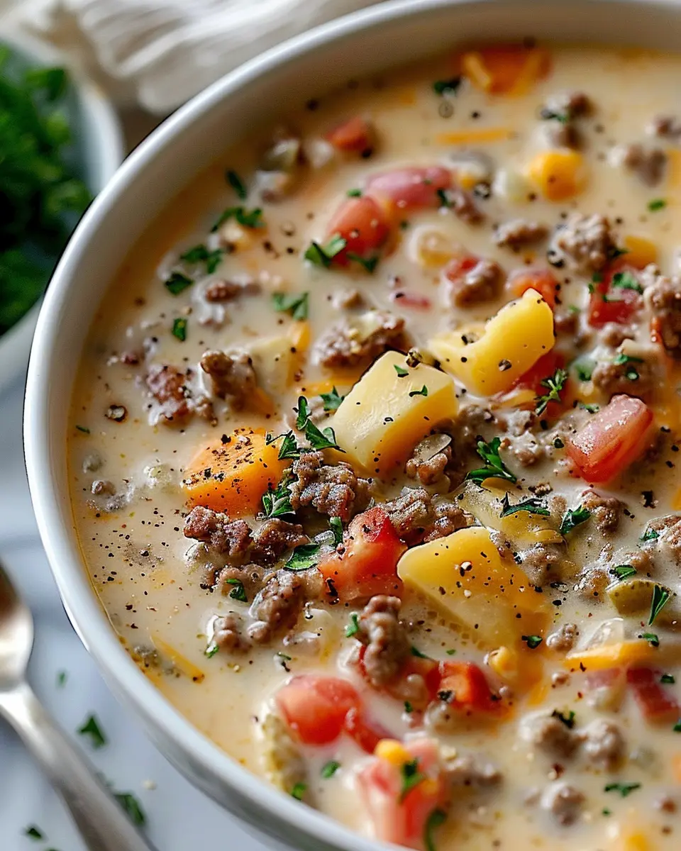 Cheeseburger Soup Recipe: Indulgent Comfort Food with Turkey Bacon