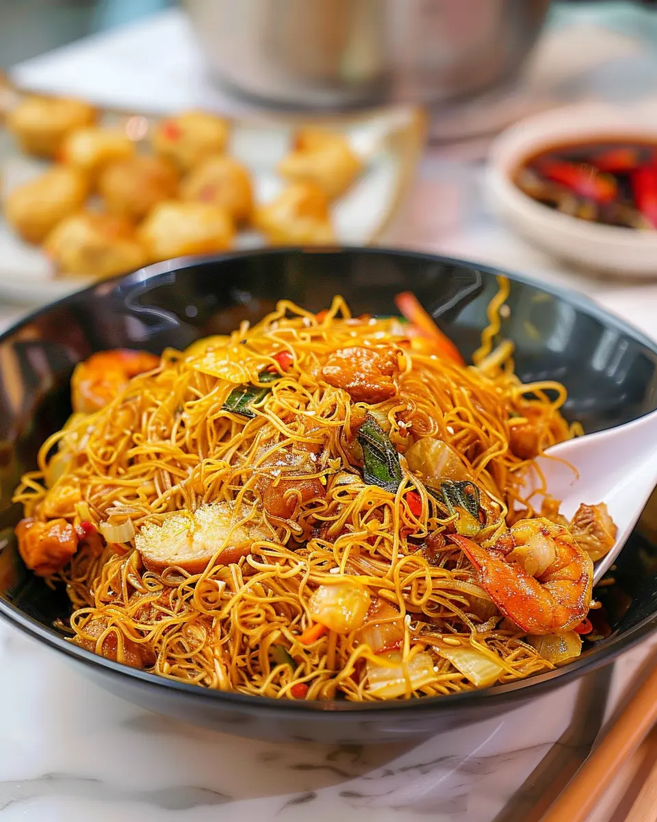 Singapore Noodles: Easy Comfort Food with Turkey Bacon and Chicken Ham