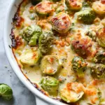 Garlicky Creamy Brussels Sprouts Au Gratin
