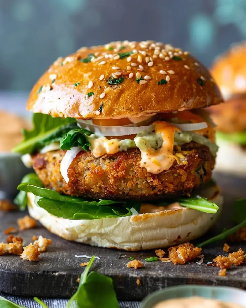 Air Fryer Beyond Chicken-Style Caesar Burger with Crispy Turkey Bacon