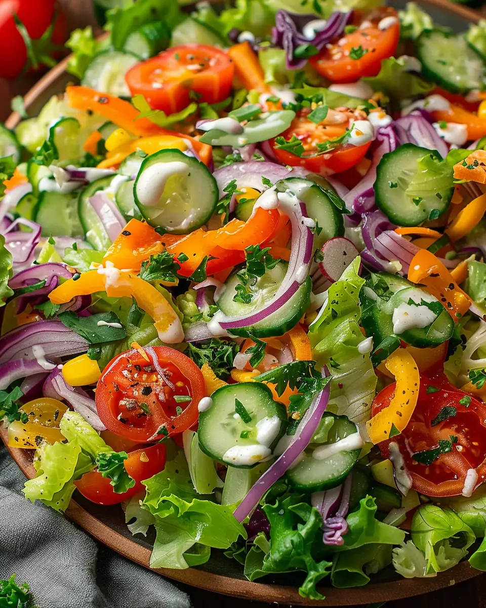 Zesty Divorce Salad: Refreshing Crunchy Veggies & Creamy Dressing