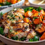 Maple Dijon Chicken & Roasted Sweet Potato Bowls