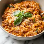 Creamy Tomato Ground Beef Orzo