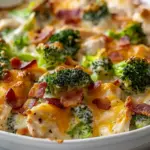 Creamy Low Carb Chicken Casserole with Broccoli and Bacon