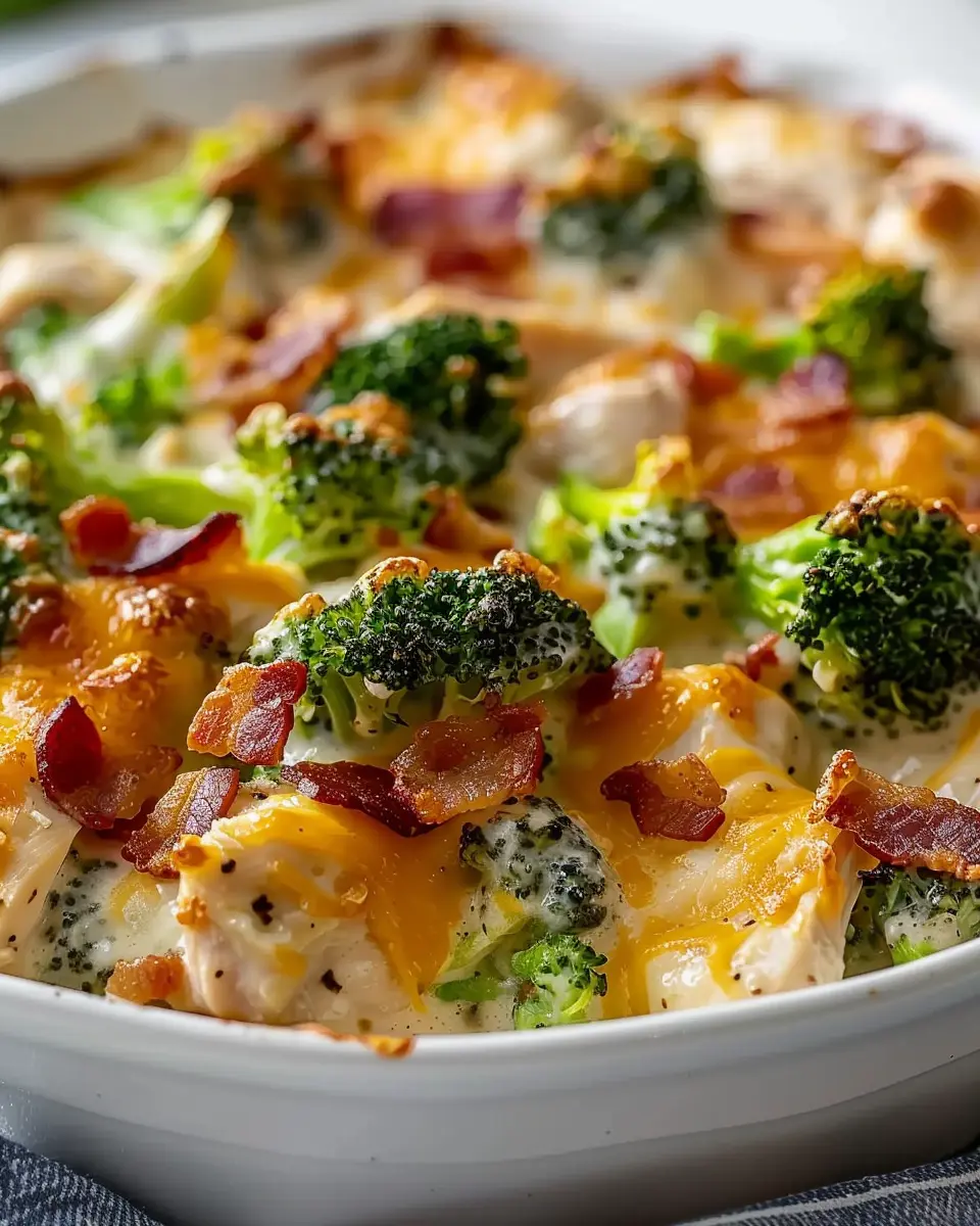 Creamy Low Carb Chicken Casserole with Broccoli and Turkey Bacon Delight