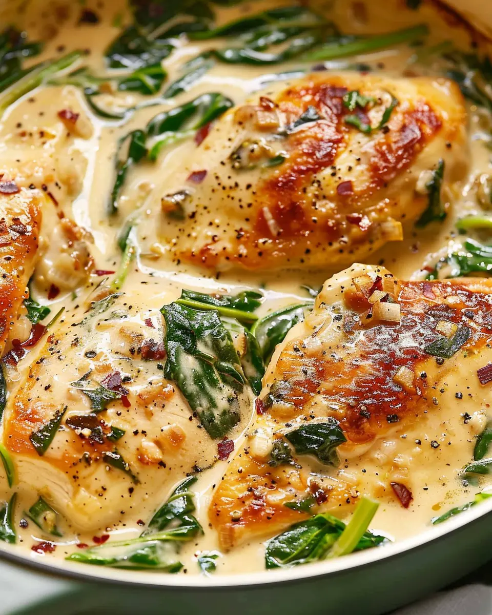 Creamy Spinach Chicken Delight with Turkey Bacon Twist
